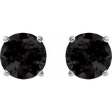 Platinum 7 mm Natural Black Onyx Stud Earrings