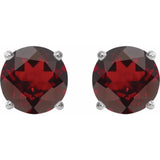 Platinum 7 mm Natural Mozambique Garnet Stud Earrings