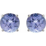 Platinum 7 mm Natural Tanzanite Stud Earrings