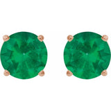 14K Rose 8 mm Lab-Grown Emerald Stud Earrings