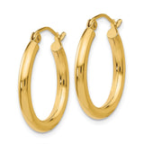 14K Polished 2.5mm Lightweight Tube Hoop Earrings