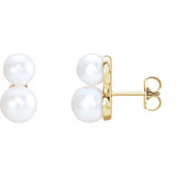 14K Yellow Cultured White Freshwater Pearl Ear Climbers