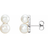 Sterling Silver Cultured White Freshwater Pearl Ear Climbers