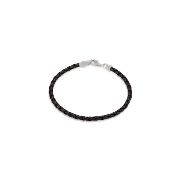 Kera® 3.0 Mm Black Braided Leather Bracelet