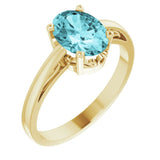14K Yellow Natural Blue Zircon Solitaire Ring