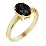14K Yellow Natural Onyx Solitaire Ring