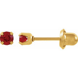 24K Yellow Gold-Plated Stainless Steel Imitation Ruby Inverness® Piercing Earrings