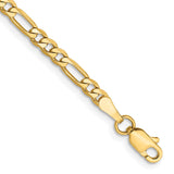 14K 7 inch 3mm Flat Figaro with Lobster Clasp Bracelet